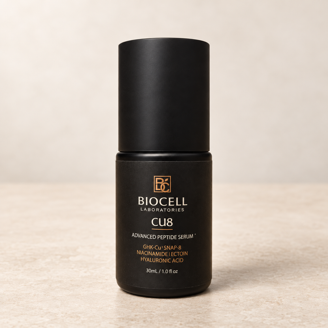 CU8 Peptide Face and Neck Serum by Biocell Laboratories, designed to visibly smooth expression lines and improve skin texture. — alternate view 3