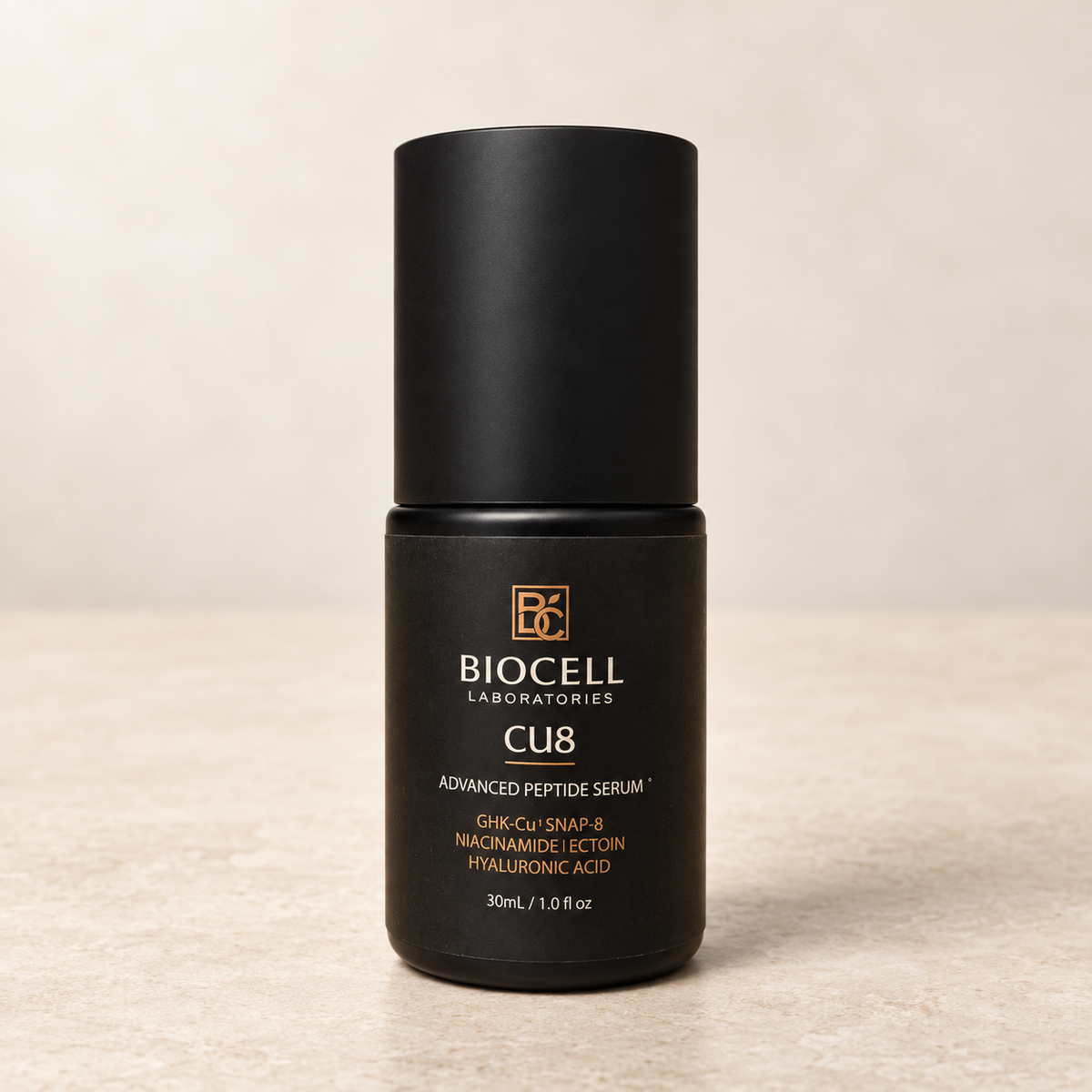 CU8 Peptide Face and Neck Serum by Biocell Laboratories, designed to visibly smooth expression lines and improve skin texture. — alternate view 3