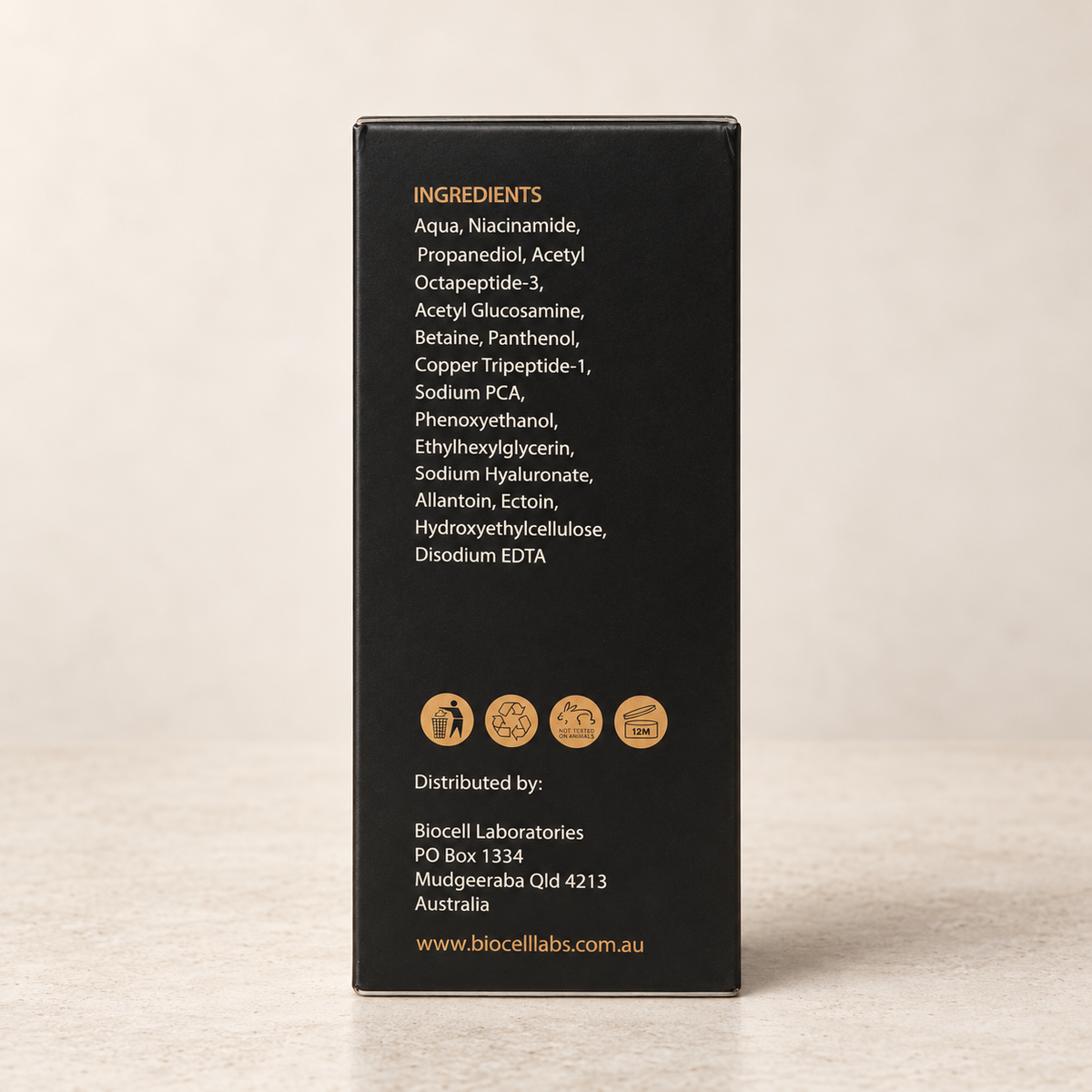 CU8 Peptide Face and Neck Serum by Biocell Laboratories, formulated to smooth expression lines and enhance skin resilience.